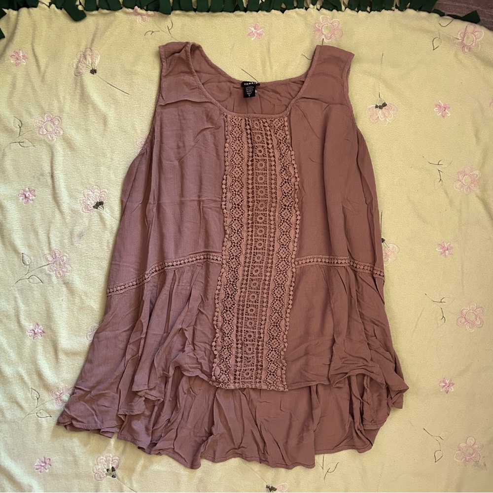 Tan, Boho designed sleeveless Blouse